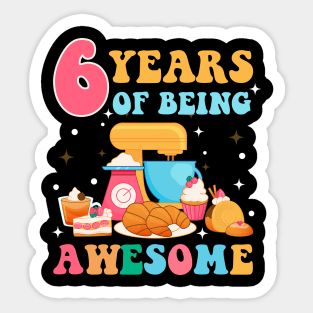 6 Years Of Being Awesome Tee 6th Baking Birthday Gift Leopard Girl Birthday Tee Baking Party Outfit Sticker